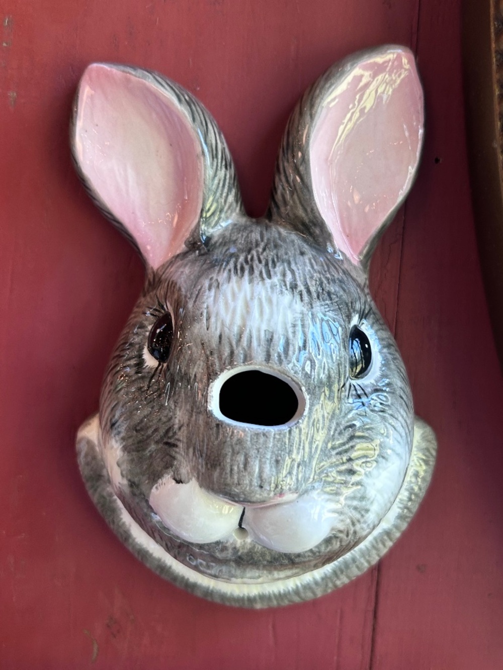Ceramic Bunny Wall Hanging Scissors Holder and String Dispenser in one